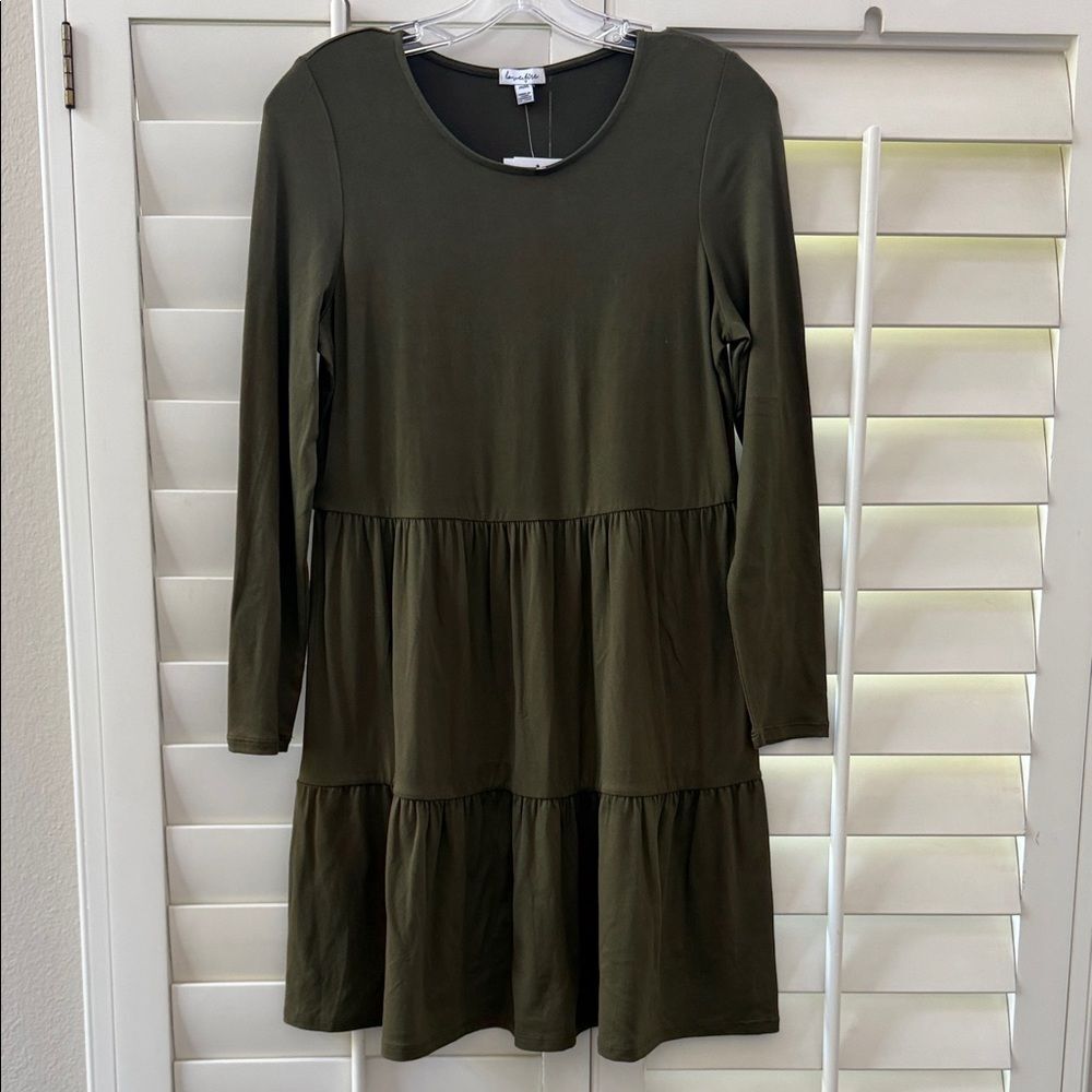 Love, Fire Forest Green Tiered Dress